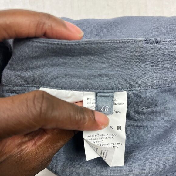 120 Lino Womens Linen Blend Ankle Pants Blue Slim Leg Trousers Size 48 12 US * - Picture 9 of 12